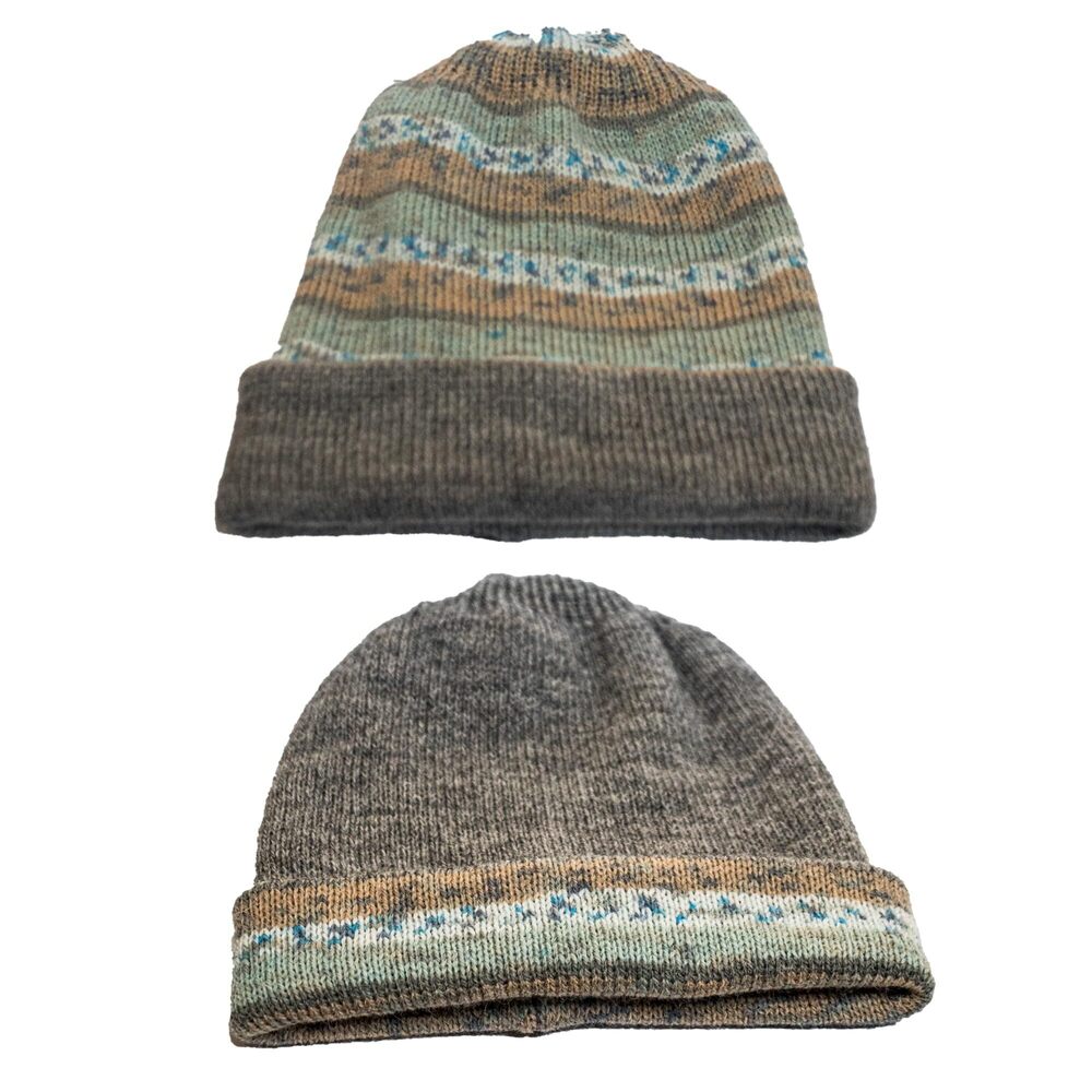 1681 Alpaca Reversible Beanie Hat and Winter Warm Wool Peruvian Beanie Cap